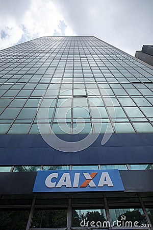Logo of bank of Caixa Economica Federal Editorial Stock Photo