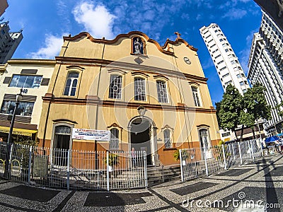 Street in front of the Church of Sao Goncalo, in Joao Mendes Square, downtown Sao Paulo, SP Editorial Stock Photo