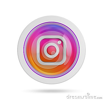 Sao Paulo, Brazil - January 22, 2023: 3D representation of the Instagram social network icon in the shape of a sphere with Cartoon Illustration