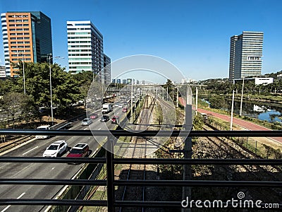 Traffic on Marginal Pinheiros Editorial Stock Photo