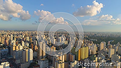 SAO PAULO, BRAZIL - MAY 3, 2018: Aerial view of city centre, residental and business buildings. In downtown from above. Drone shot in 4K stock video SAO PAULO, BRAZIL - MAY 3, 2018: Aerial view of city centre, residental and business buildings. In downtown from above. Drone shot in 4K stock video
