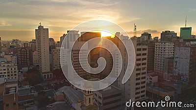 SAO PAULO, BRAZIL - MAY 3, 2018: Aerial view of city centre on sunset. Residental and business buildings in downtown from above. Drone shot in 4K stock video SAO PAULO, BRAZIL - MAY 3, 2018: Aerial view of city centre on sunset. Residental and business buildings in downtown from above. Drone shot in 4K stock video