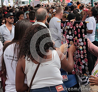 Sao Paulo/Sao Paulo/Brazil - may 15 2019 popular political manifestation against lack of budget on education affecting Editorial Stock Photo