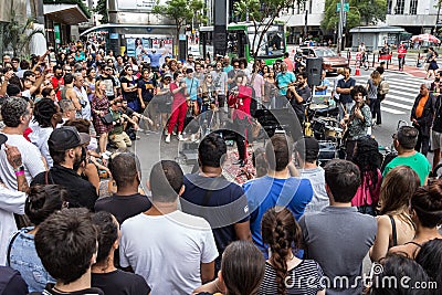 Sao Paulo, Brazil - November, 26 2017. Sunday at Paulista Avenu Editorial Stock Photo