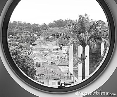 Sao Paulo, Brazil - October 10, 2021: View from the hotel Unique to the avenue Brigadeiro Luis Antonio Editorial Stock Photo