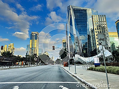 Sao Paulo city, Itaim Bibi district, Faria Lima street. Square in Faria Lima. Brazil. Stock Photo