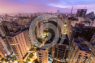 Sao Paulo City at Night Stock Photo