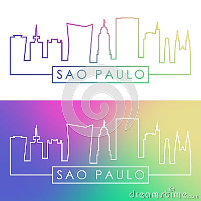 Sao Paulo skyline. Colorful linear style. Vector Illustration