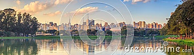 Sao Paulo skyline from Parque Ibirapuera park Editorial Stock Photo