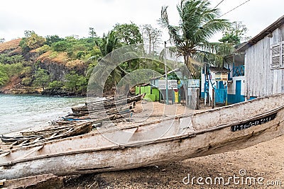 Sao Tome, dugouts Editorial Stock Photo