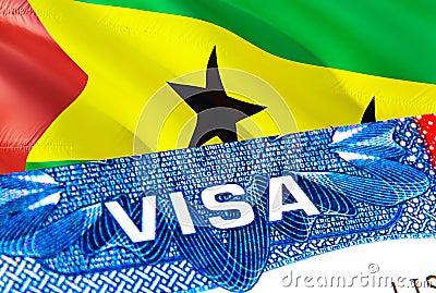 Sao Tome and Principe Visa. Travel to Sao Tome and Principe focusing on word VISA, 3D rendering. Sao Tome and Principe immigrate Stock Photo