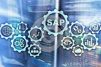 SAP System Software Automation concept on virtual screen data center Stock Photo