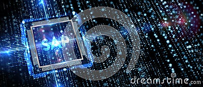 SAP System Software Automation concept on virtual screen data center. Business, modern technology, internet and networking concept Stock Photo