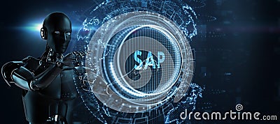 SAP System Software Automation concept on virtual screen data center. Business, modern technology, internet and networking concept Stock Photo