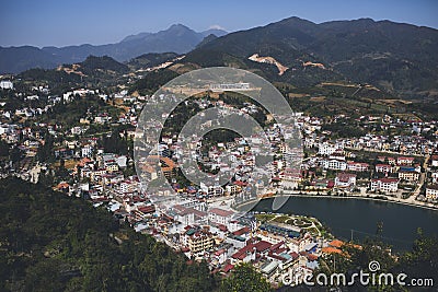 SAPA LAOCAI VIETNAM - NOV4,2017 : high angle view of sapa town, Editorial Stock Photo