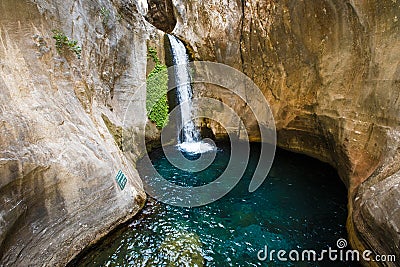 Sapadere Canyon and waterfall. Alanya, Turkey Stock Photo