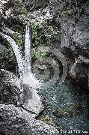 Sapadere Canyon and waterfall. Alanya, Turkey. tinted Stock Photo