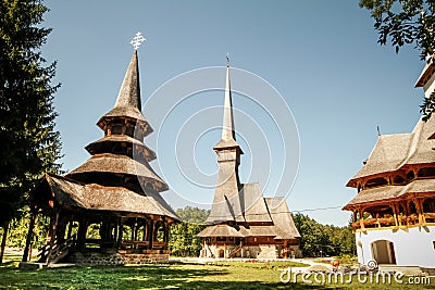 Sapanta-Peri, Monastery, Maramures, Romania. The Highest Wooden Church In The World Stock Photo