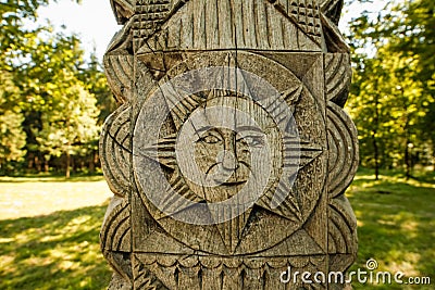 Detail cross. Sapanta-Peri, Monastery, Maramures, Romania. The Highest Wooden Church In The World Stock Photo