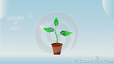 Sapling of life in ligthy bluesky Cartoon Illustration