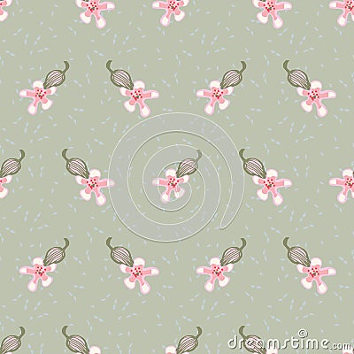 saponaria flowers seamless vector pattern Vector Illustration