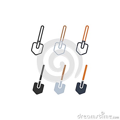 Sapper shovel icon. Tool excavation symbol. Sign work equpment vector Vector Illustration