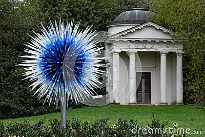 `Sapphire Star` exhibit by Victoria Gate at Kew Gardens London UK `Reflections on Nature` exhibition by Chihuly Editorial Stock Photo