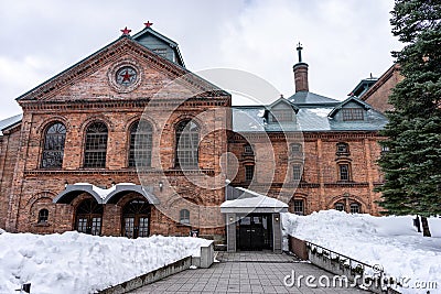 Sapporo Beer Museum in Snow Stock Photo