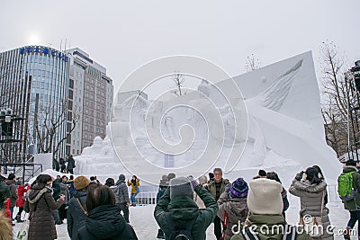 Sapporo, Japan - February 2017: The 68th Sapporo Snow Festival at Odori Park Editorial Stock Photo