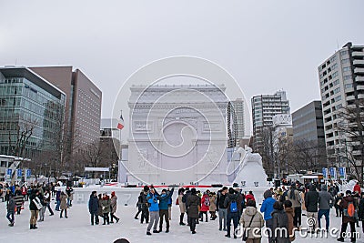 Sapporo, Japan - February 2017: The 68th Sapporo Snow Festival at Odori Park Editorial Stock Photo