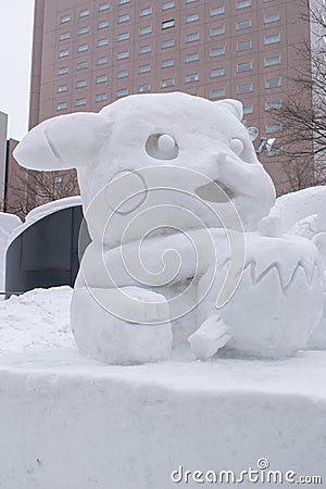 Sapporo, Japan - February 2017: The 68th Sapporo Snow Festival at Odori Park Editorial Stock Photo