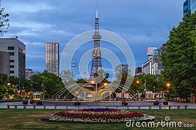 Sapporo TV Tower at Odori Park, in Sapporo, Hokkaido Stock Photo