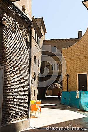 Saragossa. At the back of known buildings and main streets. Editorial Stock Photo