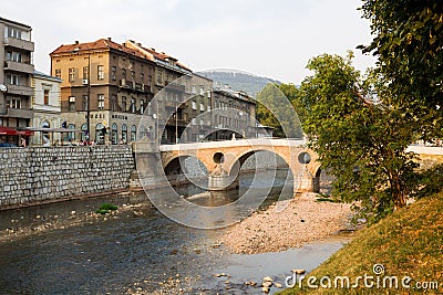 Sarajevo cityscape with the Latin bridge Editorial Stock Photo