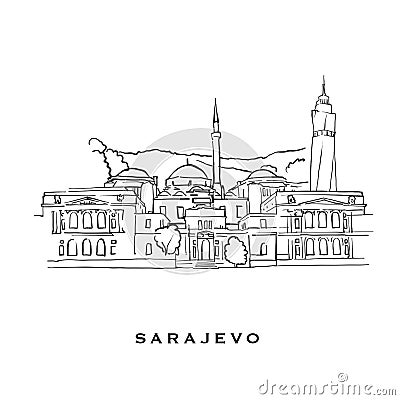 Sarajevo Bosnia and Herzegovina famous architecture Vector Illustration