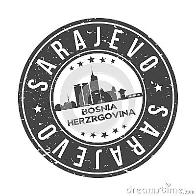 Sarajevo Bosnia Round Stamp Icon Skyline City Design Badge Rubber. Vector Illustration