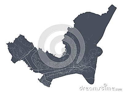 Sarajevo map. Detailed map of Sarajevo city poster with streets. Cityscape vector Vector Illustration