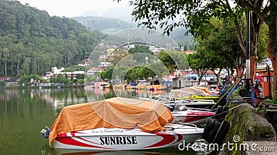 The Boat on the Sarangan Lake Editorial Stock Photo
