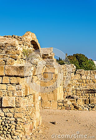 Saranta Kolones, a ruined medieval fortress in Paphos Stock Photo