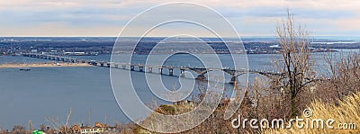 Saratov City. Road bridge over river Volga. Russia Stock Photo