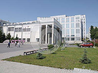 Photo part of the buildings of the Saratov State Technical University named after Yuri Gagarin. Editorial Stock Photo