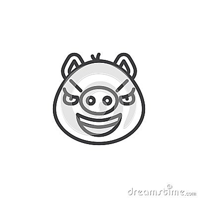 Sarcastic piggy face emoji line icon Vector Illustration