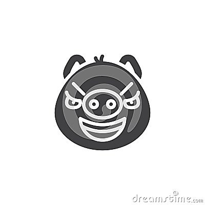 Sarcastic piggy face emoji vector icon Vector Illustration