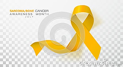 Sarcoma and Bone Cancer Awareness Week. Yellow Color Ribbon Isolated On Transparent Background. Vector Design Template Vector Illustration