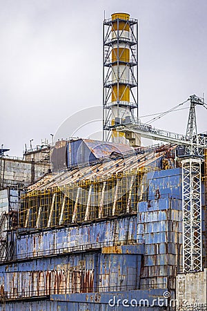 Sarcophagus of Chernobyl reactor no 4 Editorial Stock Photo
