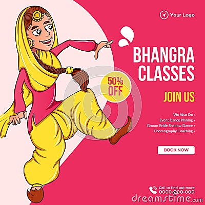 Banner design of bhangra classes Vector Illustration