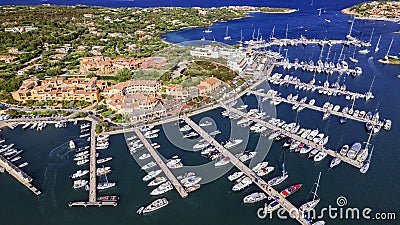 Sardegna island. Porto Cervo aerial view of marina. Italy Stock Photo