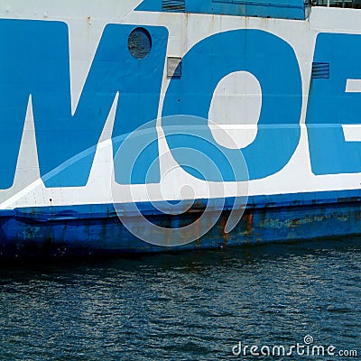 Detail of the ferry Moby Lines Editorial Stock Photo