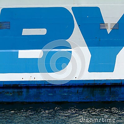 Detail of the ferry Moby Lines Editorial Stock Photo