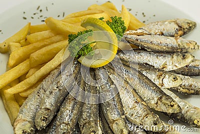 Sardines on a plate Stock Photo